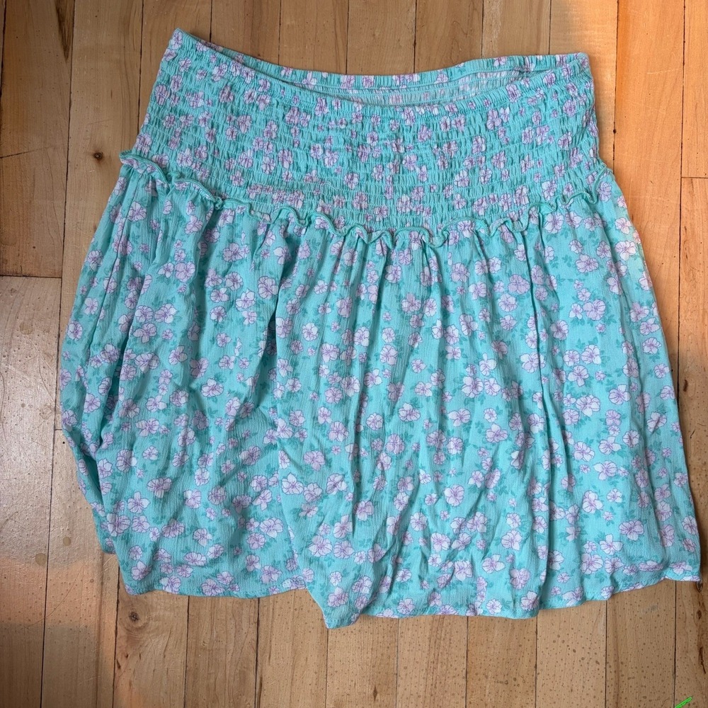 Gypsy & Jade Women's Mint Green Rayon Flowy Flowery Skirt Size Medium‎ Cottage